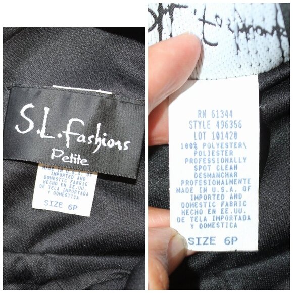Vtg S.L. Fashions Babydoll Black mini Dress Size 6P Strappy Y2K Whimsigoth Shiny - Picture 10 of 10
